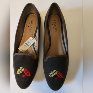Talbots brown autumn felt flat with autumn leaves.  NWT  Size 9. NEED TO SELL!!!